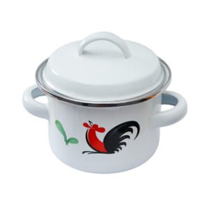Kichero Panci Saucepot Enamel Kukuruyuk Non-Stick Coating 12 cm - Putih