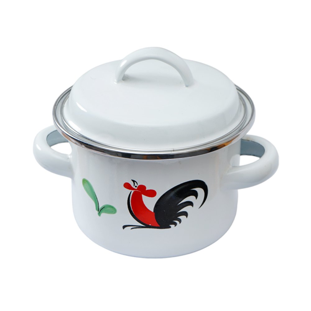 Kichero Panci Saucepot Enamel Kukuruyuk Non-Stick Coating 12 cm - Putih