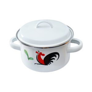 Kichero Panci Saucepot Enamel Kukuruyuk Non-Stick Coating 16 cm - Putih