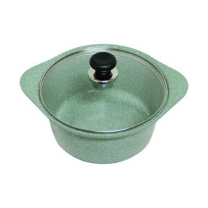 Kris Panci Dengan Tutup 24 cm Ceramic Marble Coating - Hijau Olive