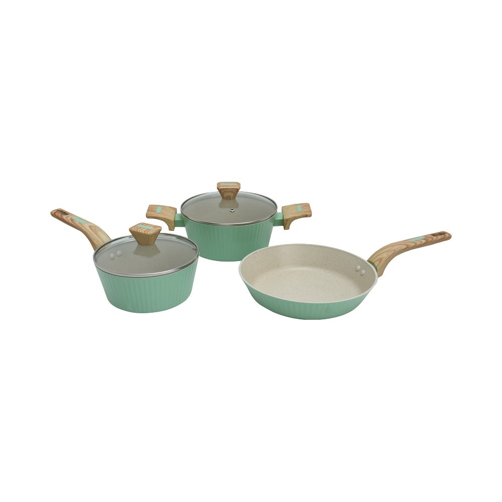 Cooking Color Sienna Perlengkapan Masak Greblon C3 Set 5 pcs - Hijau Mint