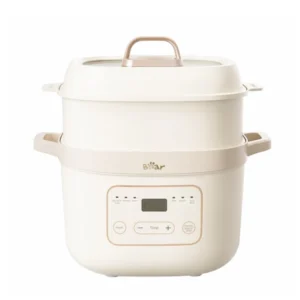 BEAR SLOW COOKER 1.6 L WITH STEAMER CREAM