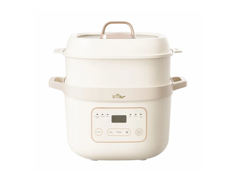 BEAR SLOW COOKER 1.6 L WITH STEAMER CREAM